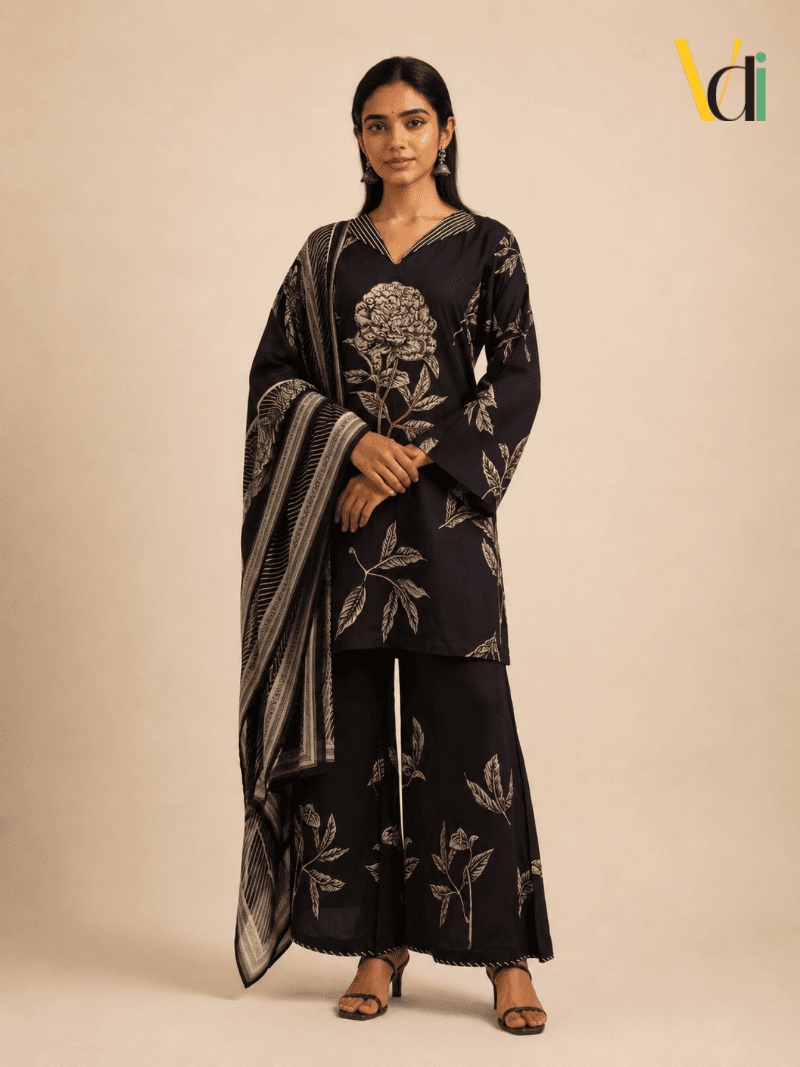 Midnight Mogra Sharara Set