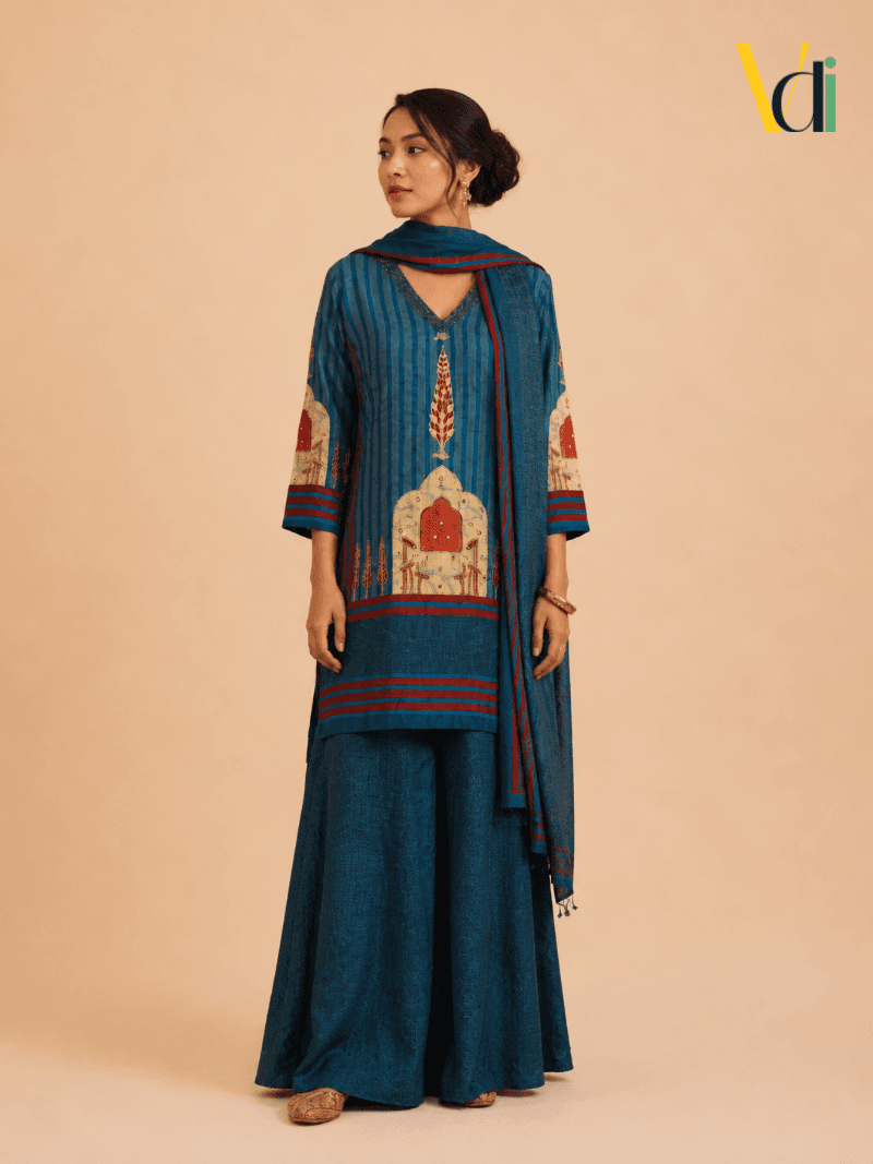 Neela Jharokha Sharara Set