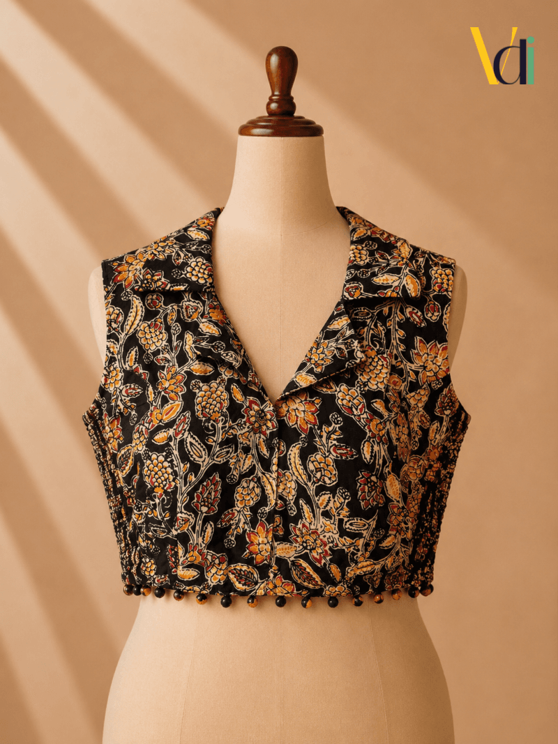 Karuppu FlexFit Floral Saree Blouse
