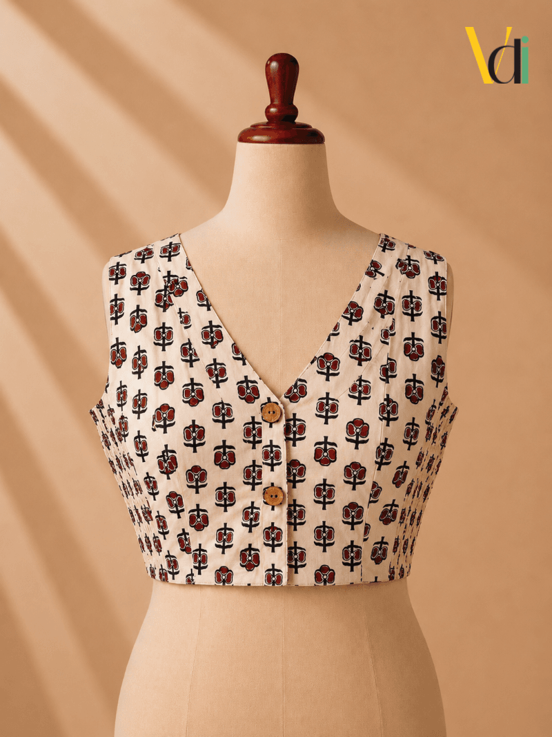 Ivory FlexFit Paisley Saree Blouse