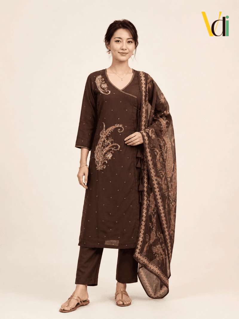 Maya Mocha Raw Silk Set