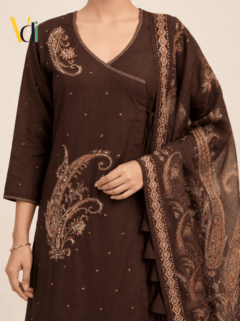 Maya Mocha Raw Silk Set — alternate view
