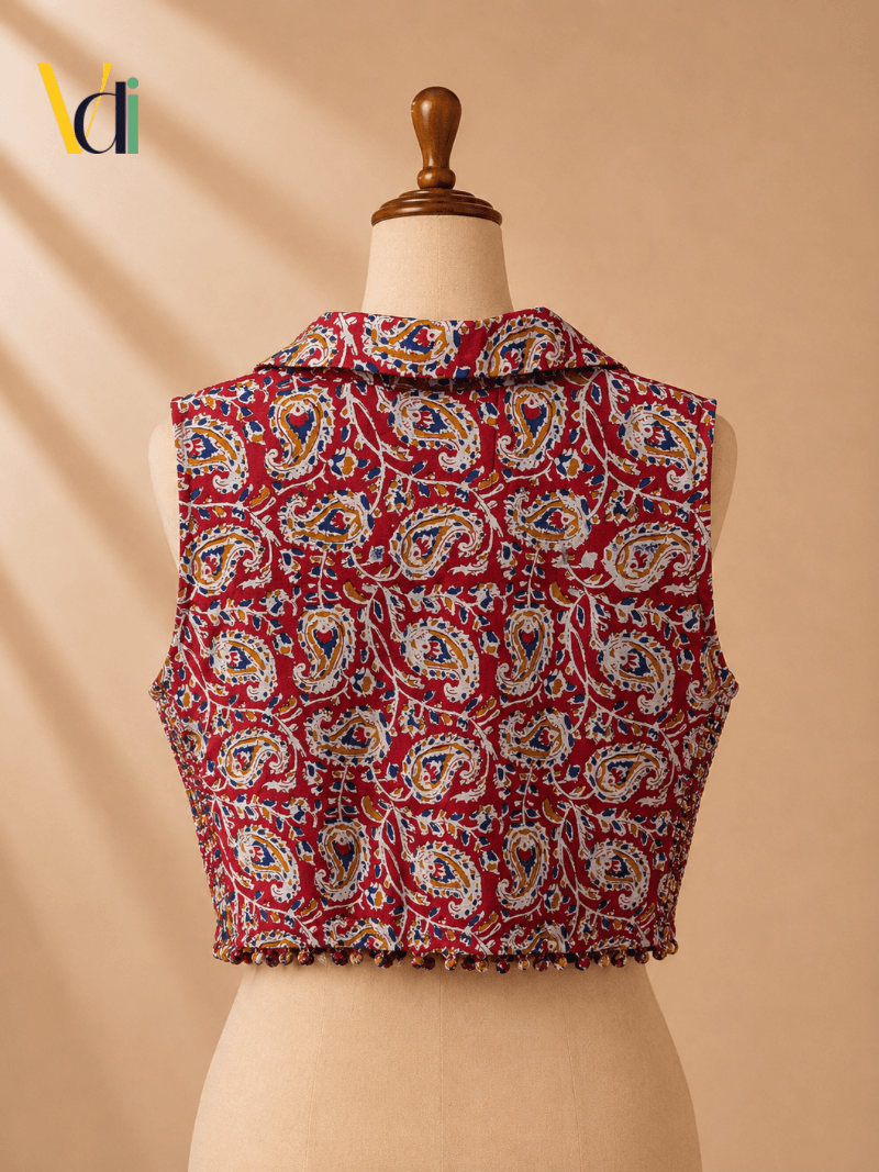 Red FlexFit Paisley Saree Blouse — alternate view
